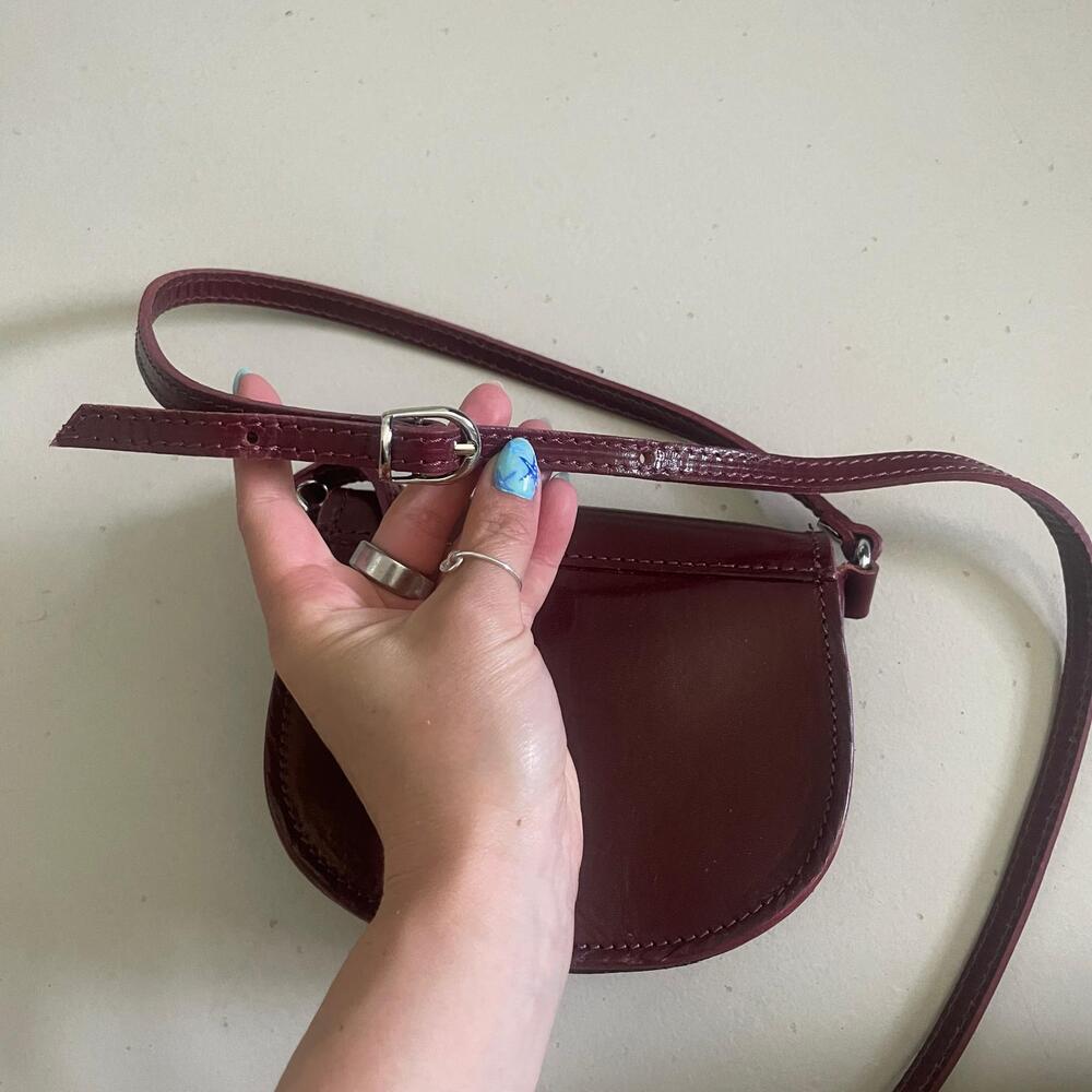 Vera Pelle Genuine Leather Crossbody Saddle Bag Brown One Size - Picture 6 of 9